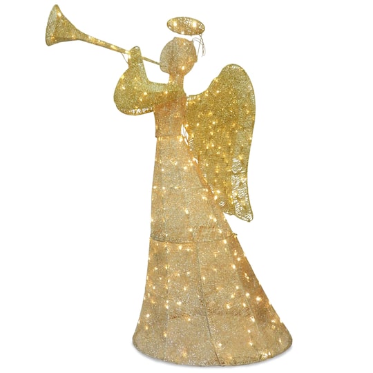 60" Champagne Angel Decoration, White LED Lights